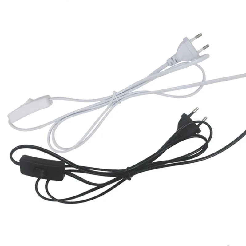 1.8m Black White EU Plug Switching Power Cord Wire Extended Plug Line Cable with Switch Light Lamp Floor Lamp Electricity Wire