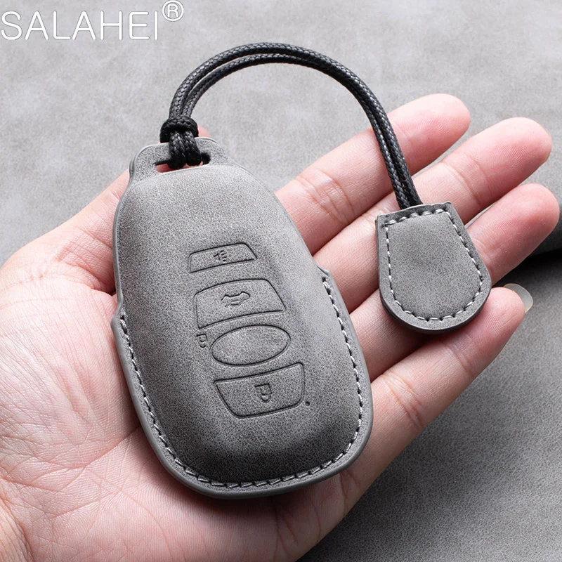 

Sheepskin Leather Car Key Case Cover Shell Protector Holder for Subaru XV BRZ Forester 2019 Legacy Outback Keychain Accessories