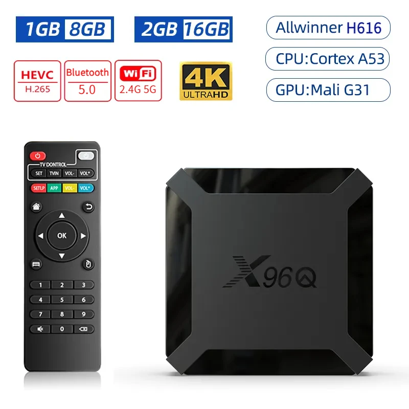 

ТВ-бокс X96Q Allwinner H616, четырехъядерный, 4G 5G, двойной Wi-Fi HD, 4K, 2 ГБ, 64 ГБ, BT 5,0, смарт-ТВ-бокс на Android VS X96, мини-приставка