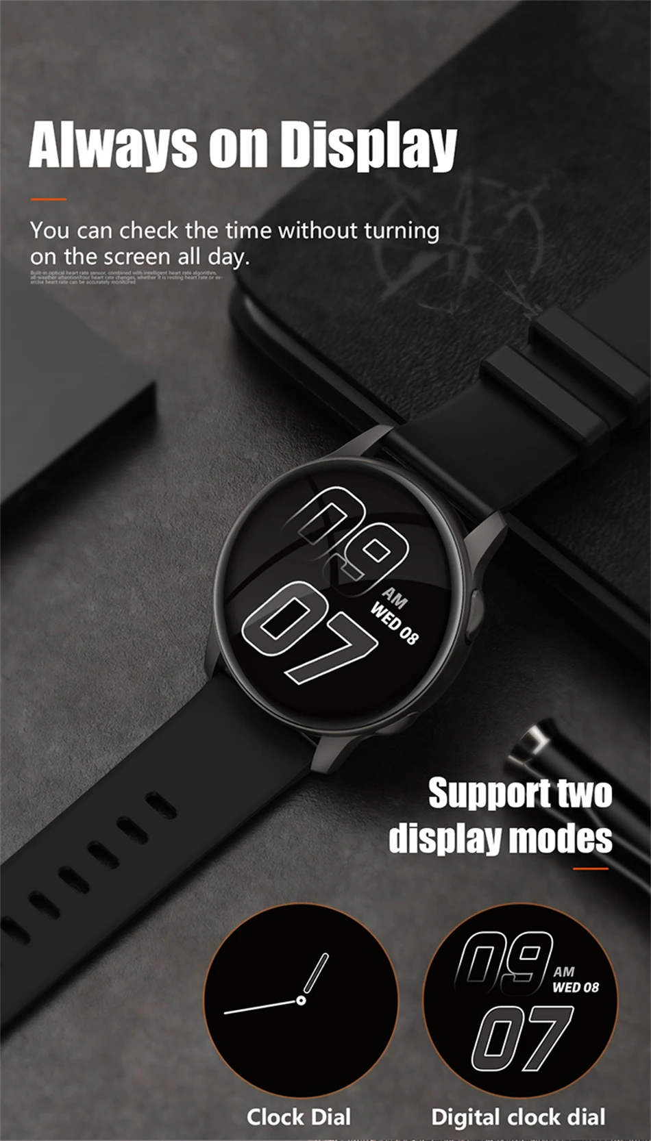 KALOSTE New Smart watch Men 360*360 AMOLED Full Touch Sport Fitness Tracker Women Smartwatch Clock Man For Huawei Xiaomi apple