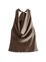 Women's Flowing Draped Halter Neck Tank Tops With Bow Tied, Backless, Sleeveless, Female Camis, Sexy, Fashion - Image 4