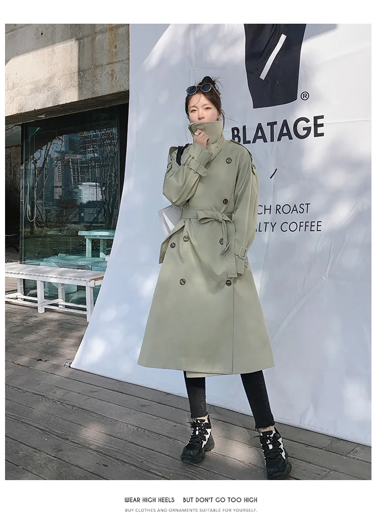 England Style Elegant Women Trench Coat Long Double-Breasted Duster Coat For Lady Outerwear Double-Layer Collar Light Green black puffer coat womens