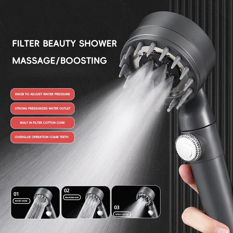 Daispray pressurized hand-held shower head silicone hand-held shower head set pressure-regulated water-stop shower head