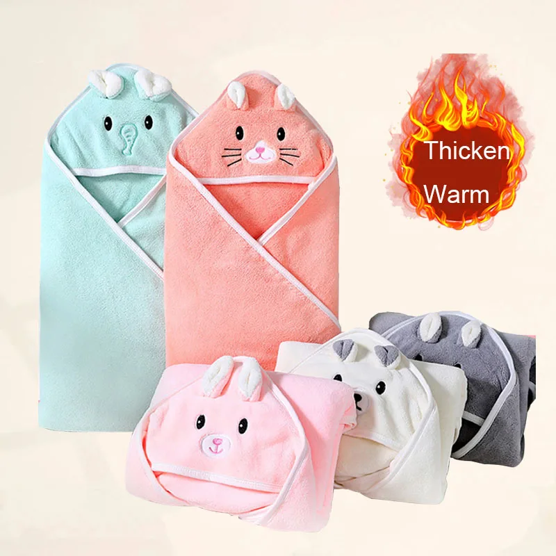 Bath Towel Baby Towel Baby Bathrobe Baby Bath Towel Girl Boy Soft Cartoon Baby Towels Newborn Hood Coral Fleece Infant Blanket Bathrobe Quilt Washcloth