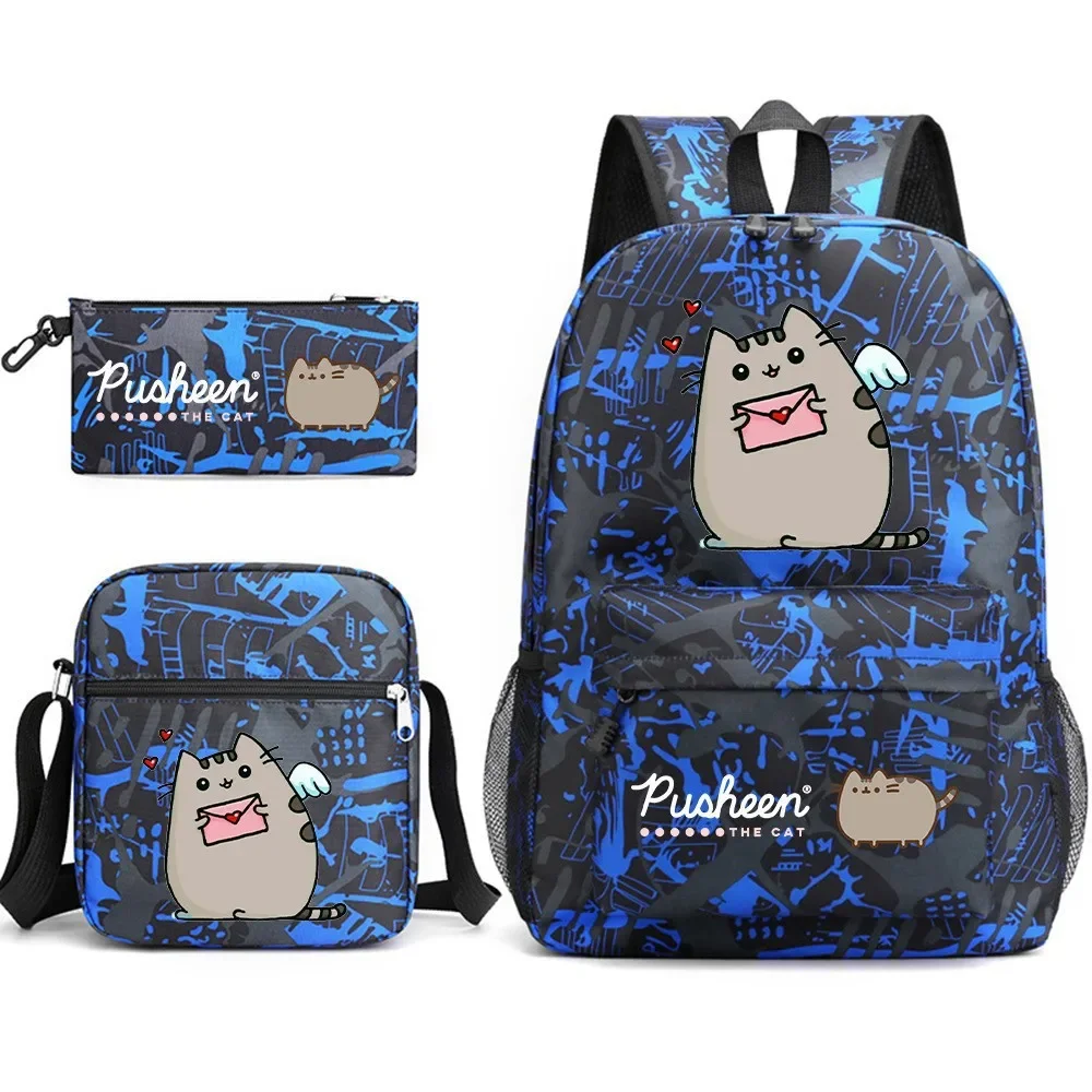 2024 New Fat Cat Cartoon Peripheral Leisure Schoolbag Pencil Case One-Shoulder Printing Student Outdoor Campus