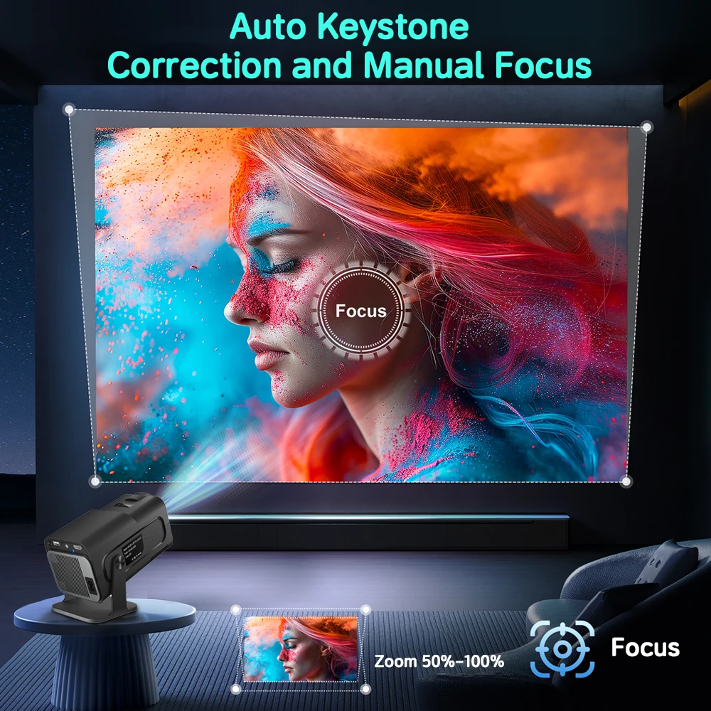 DOAN 4K Android 11 Projector Native 720P 300ANSI HY320 Mini Dual Wifi6 BT5.2 720P portable Projetor
