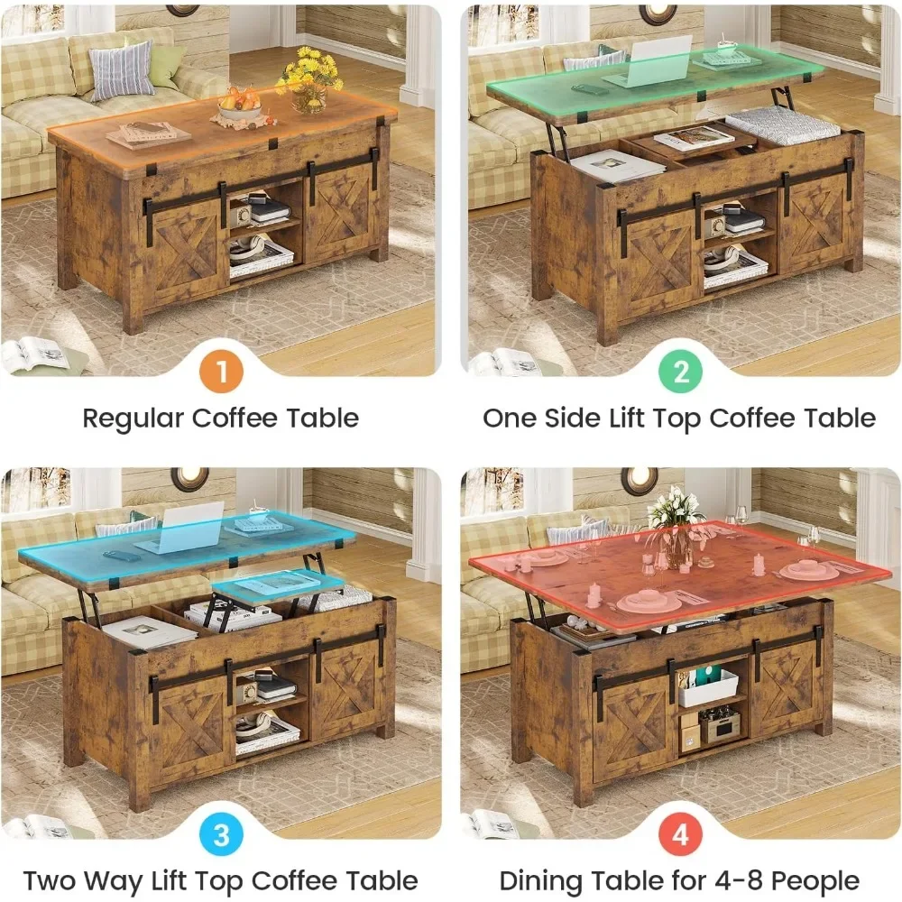 Lift Top Coffee Table, 4 in 1 Convertible Coffee Tables with Storage and Hidden Compartment for Living Room 3