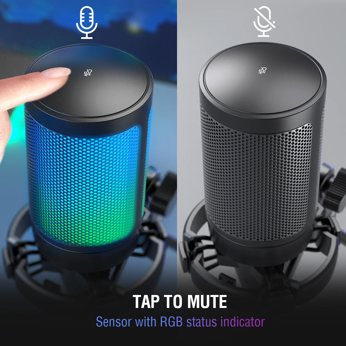 FIFINE USB Gaming Microphone,Condenser MIC with RGB,for PC PS4 PS5 MAC,Suit for Podcasters/Gamers/Influencers/Home Studio — view 3