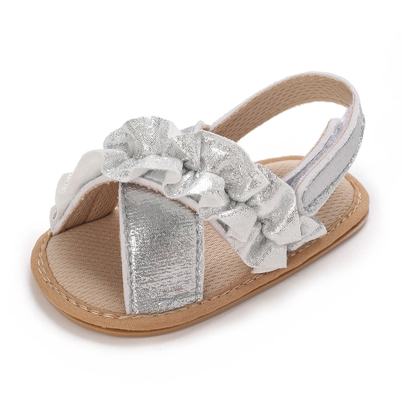 Summer Sandals For Girls Aged 0-18 Months Sparkling Lace Non Slip Soft Soled Toddler Walking Shoes