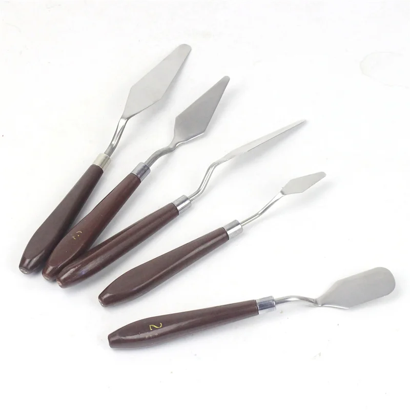 Oil Painting Knife Stainless Steel Color Matching Scraper Gouache Paint Scraper Palette Knife Watercolors 5Pcs/Set painting scraper