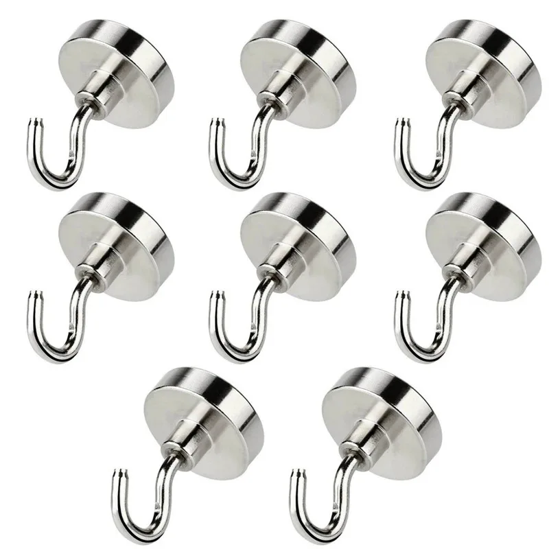 1-12개 강력한 네오디뮴 자석 후크, 최대 12kg(5파운드)까지 지탱, 직경 20mm, 가정, 주방, 작업장 등에 사용 가능한 퀵 후크