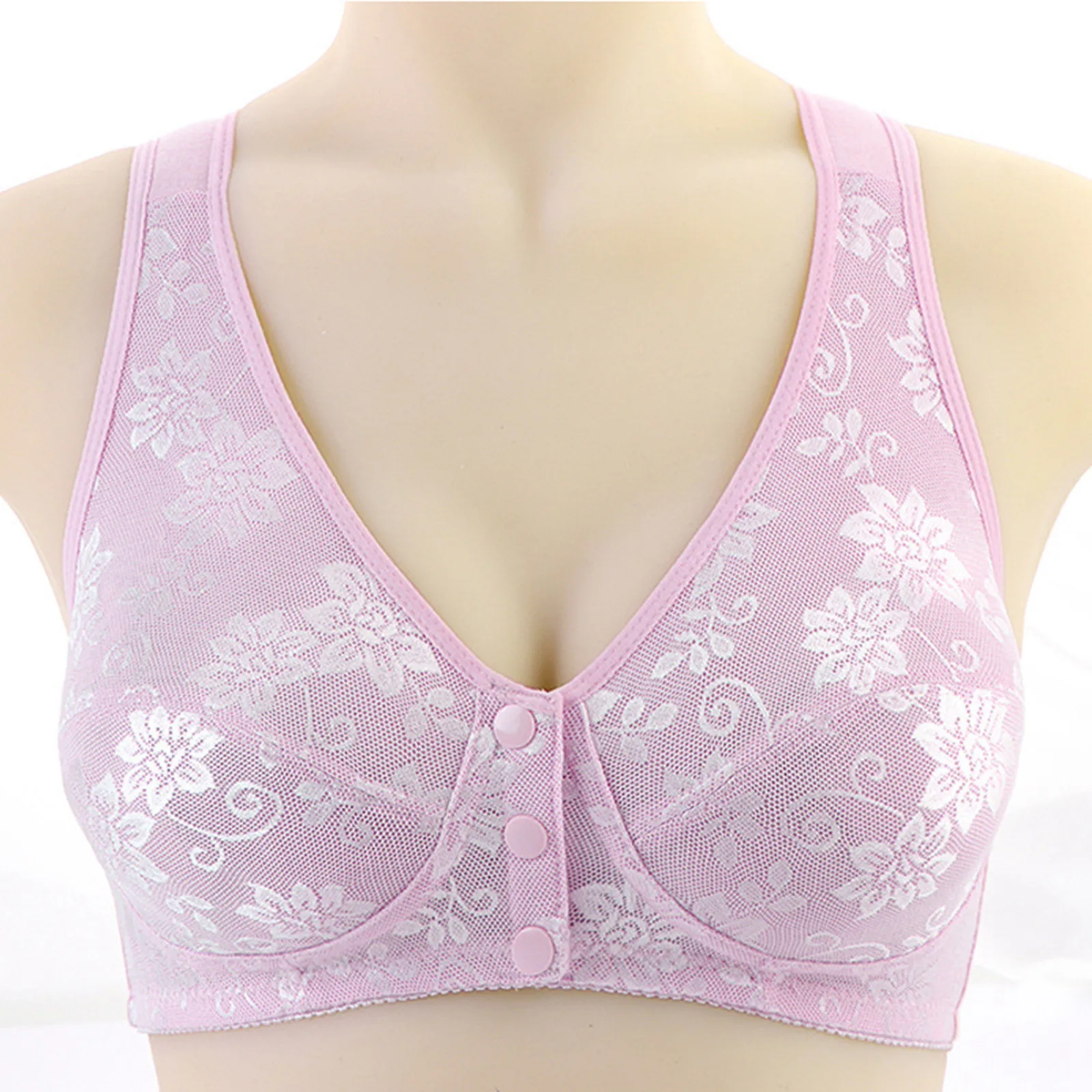 

Wireless Soft Cotton Bra For Women Front Closure Bralette Comfortble Padded Bras Underwear Front Buckle Big Bust 38 40 42 44