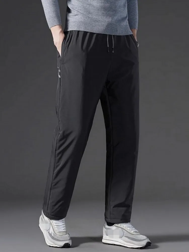 Winter Hiking Pants Mens Loose Fit Warm Fleece Liner Straight Joggers Plus size 7XL Camping Outdoor Trekking Sweatpants Trousers