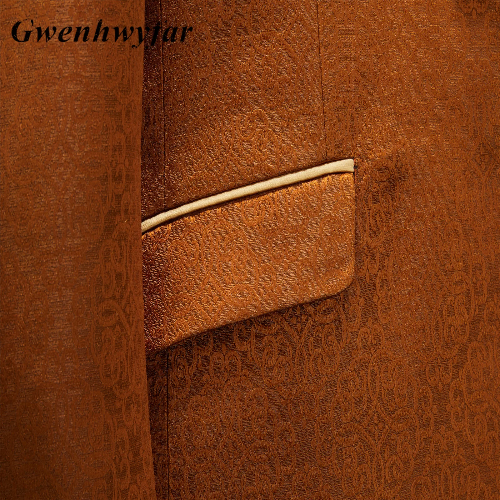 Suits Men Gwenhwyfar Gold Collar Circle Patterns Lapel Formal Party Host Guest Tuxedos 3 Piece Outfit