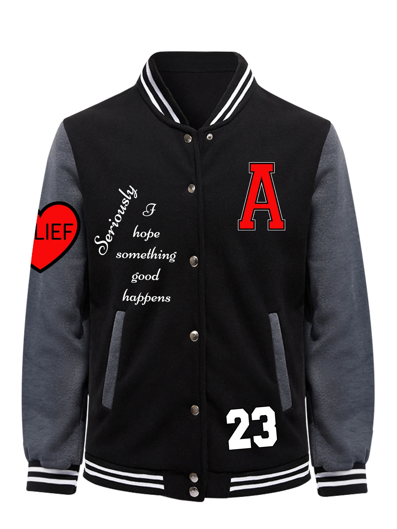 Seriously Hope Something Good Happens Print Men Jackets Harajuku Baseball Jersey Fleece Loose Clothes Autumn Warm Vintage Top