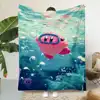 Cartoon Stars K-Kirby Wave Printed Blanket Picnic Blankets Warm Blanket Soft and Comfortable Blanket Home Travel Birthday Gift 5