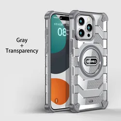 Magnetic Military - Grade Rugged Armor Magsafe Case: Enhanced Drop - Tested Protection Back Cover - iPhone 15 Pro Max (GRAY)