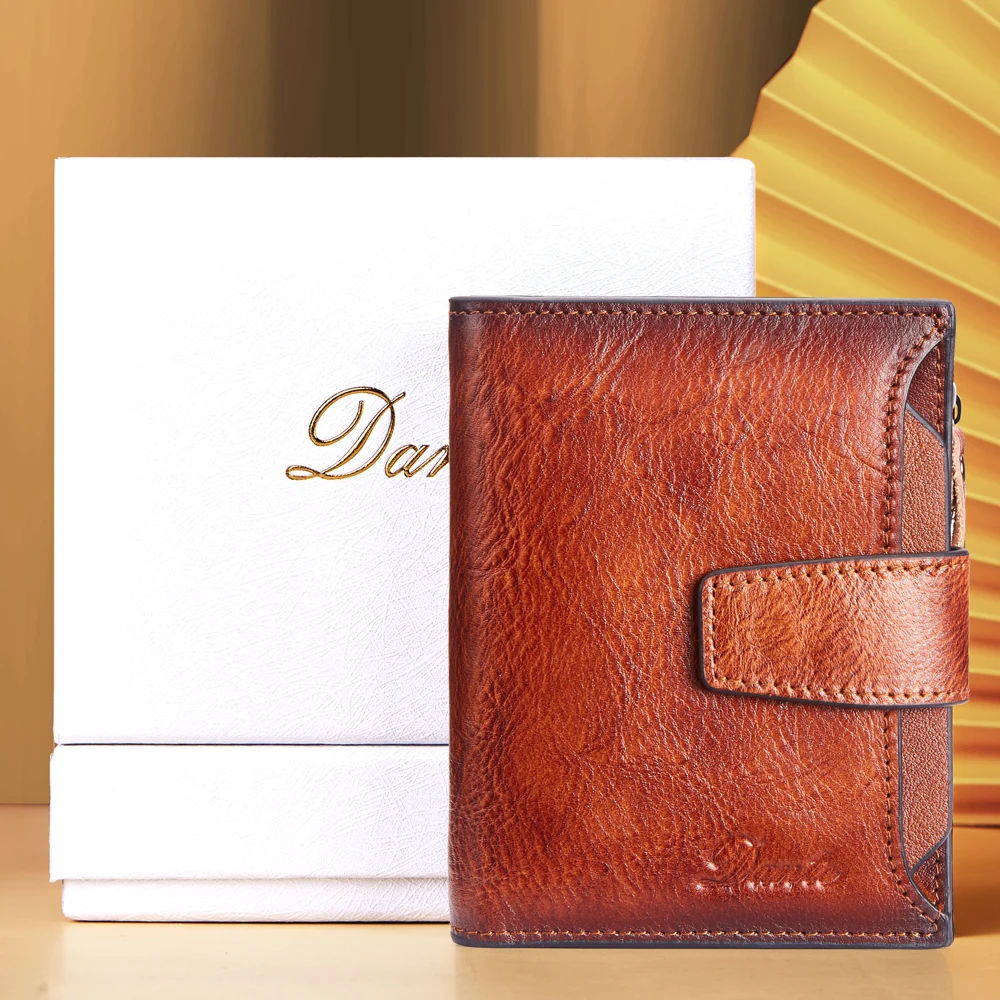

Men's wallet, 100% genuine leather, RFID anti-theft card swiping, large capacity zipper multifunctional wallet, zero wallet