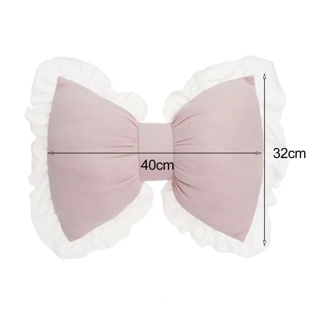 Bow-shaped Cushion Sweet Ruffle Lace Decor Sofa Support Pillow Romantic Fluffy PP Cotton Filling Car Seat Companion Pillow 1pc 6