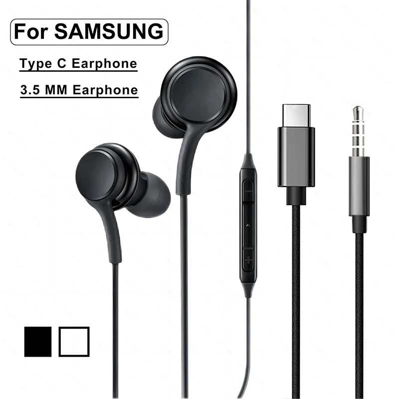 Tipo C Auricolare cablato per Samsung Galaxy S25 S24 S23 Ultra Plus 3.5mm Auricolari Cuffie per A55 A54 A34 A53 Nota 20 Accessori - Image 3