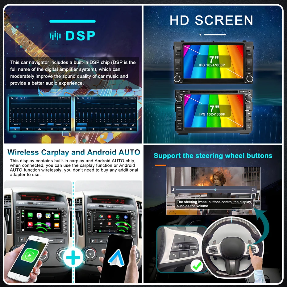 Radio para coche CarPlay inalámbrico de 8 núcleos, pantalla de 7 pulgadas, Android 15, accesorios estéreo para KIA Ceed Venga 2007-2016, Bluetooth, autorradio, sistema inteligente, reproductor Multimedia, navegación GPS 4