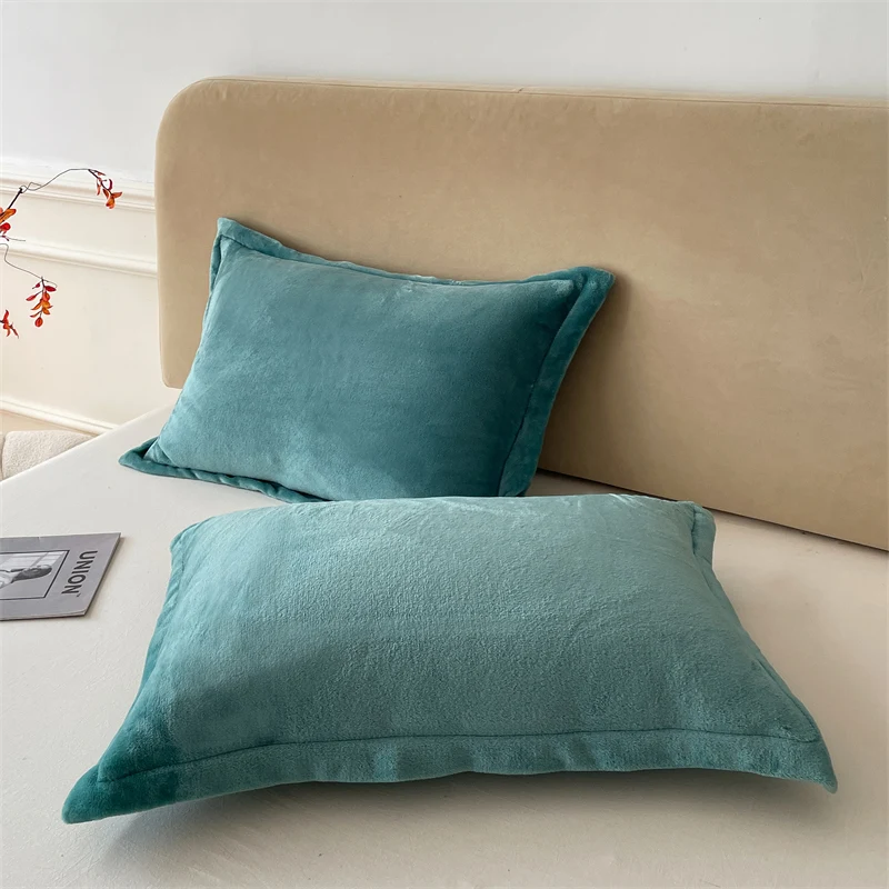 Solid Color Pillows Cover Velvet Pillowslip funda almohada 48x74cm Pillowcase Rectangle Cushion Cover 2pcs Warm Pillow Cases 2