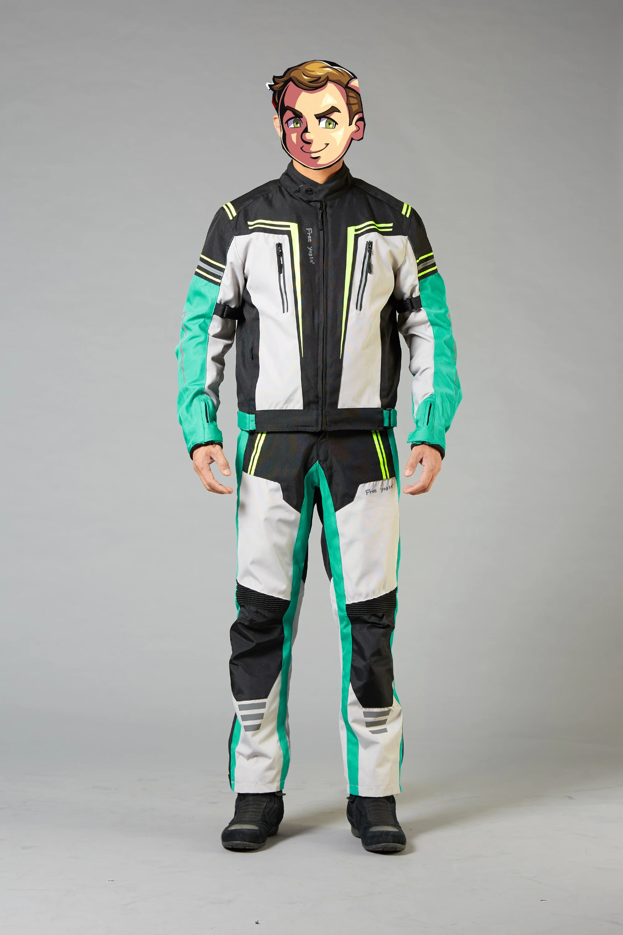 Four-season motorcycle riding racing jacket suit wind, cold, warm, fall-proof motorcycle rider pulling suit with protective gear