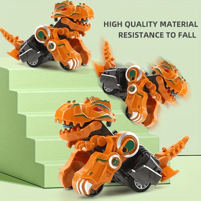 Refasy Transforming Dinosaur Led Car For Kids Age 3-5,Dinosaur