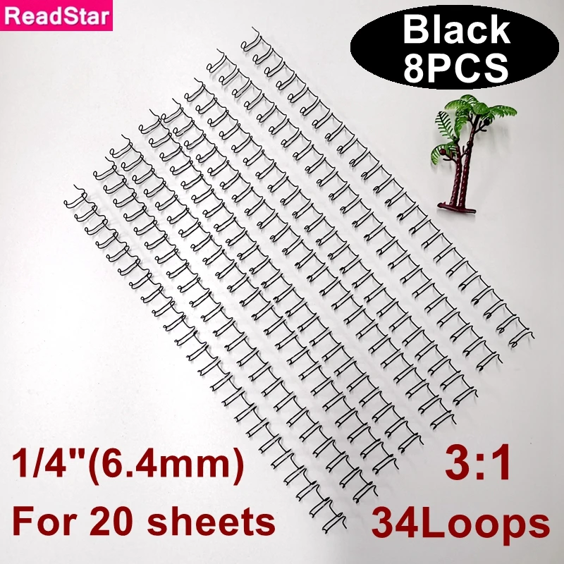 8 יח'\חבילה שחור a4 3:1/2:1 המגרש 1/4 "-1-3/4"(6.4-44.4 מ) "(-מ" מ)) סליל כפול לולאה כפולה חוט מסרק