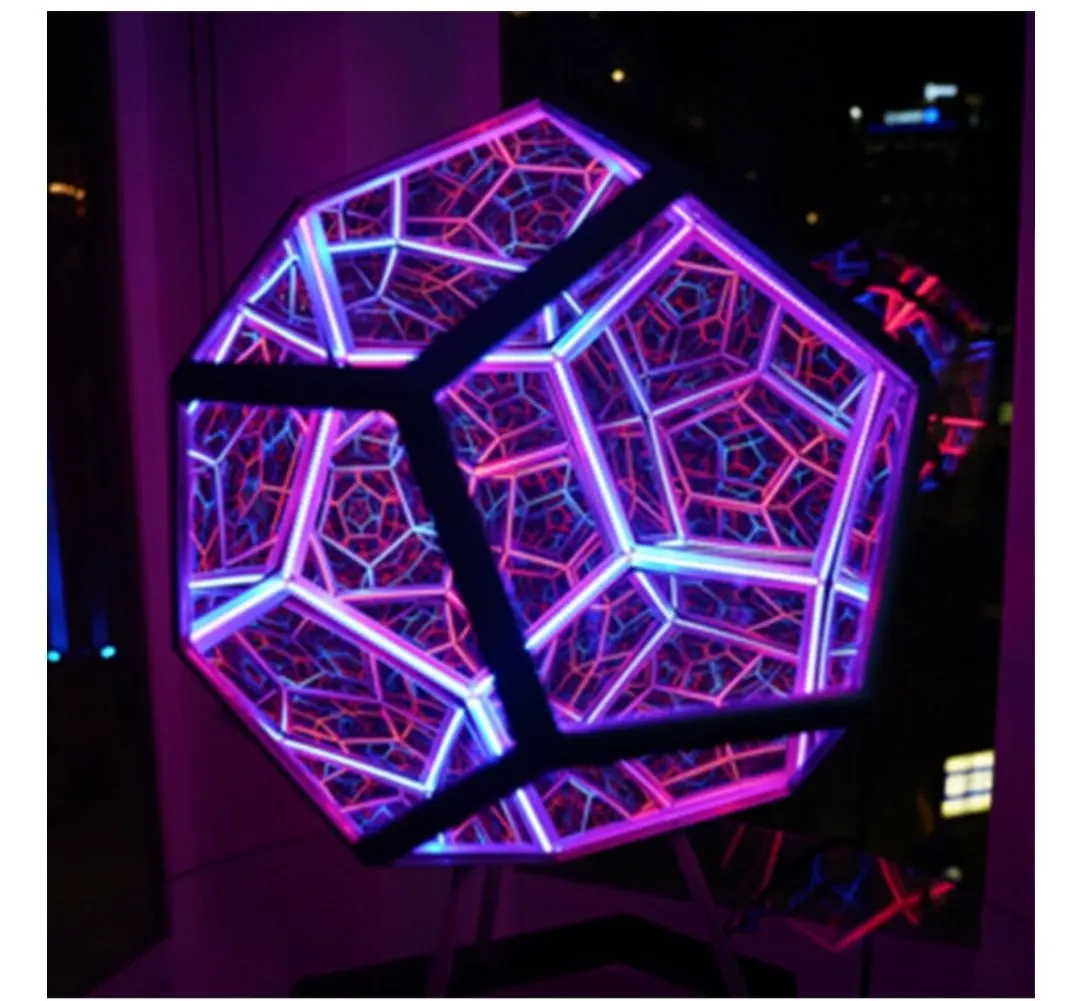 C2 2023 DIY Infinity Dodecahedron Christmas Halloween Led Infinity Mirror  Creative Cool Art Night Lights Decoration Bedroom Home
