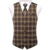 Hi-Tie Viscose Mens Vest With Necktie Jacquard Solid Plain Striped Waistcoat Jacket Hanky Cufflinks Wedding Business S to XXXL 2