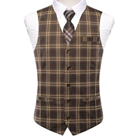 Hi-Tie Viscose Mens Vest With Necktie Jacquard Solid Plain Striped Waistcoat Jacket Hanky Cufflinks Wedding Business S to XXXL 2
