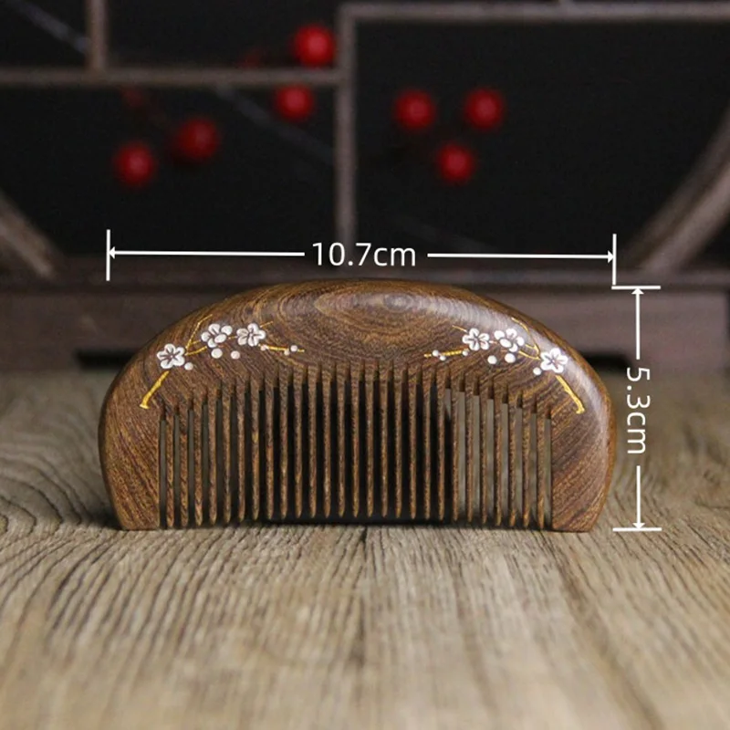 Children Baby Gold Sandalwood Small Comb Wood Structure Fine Tooth Hair Comb Anti-Static Head Acupuncture Point Massage Gift