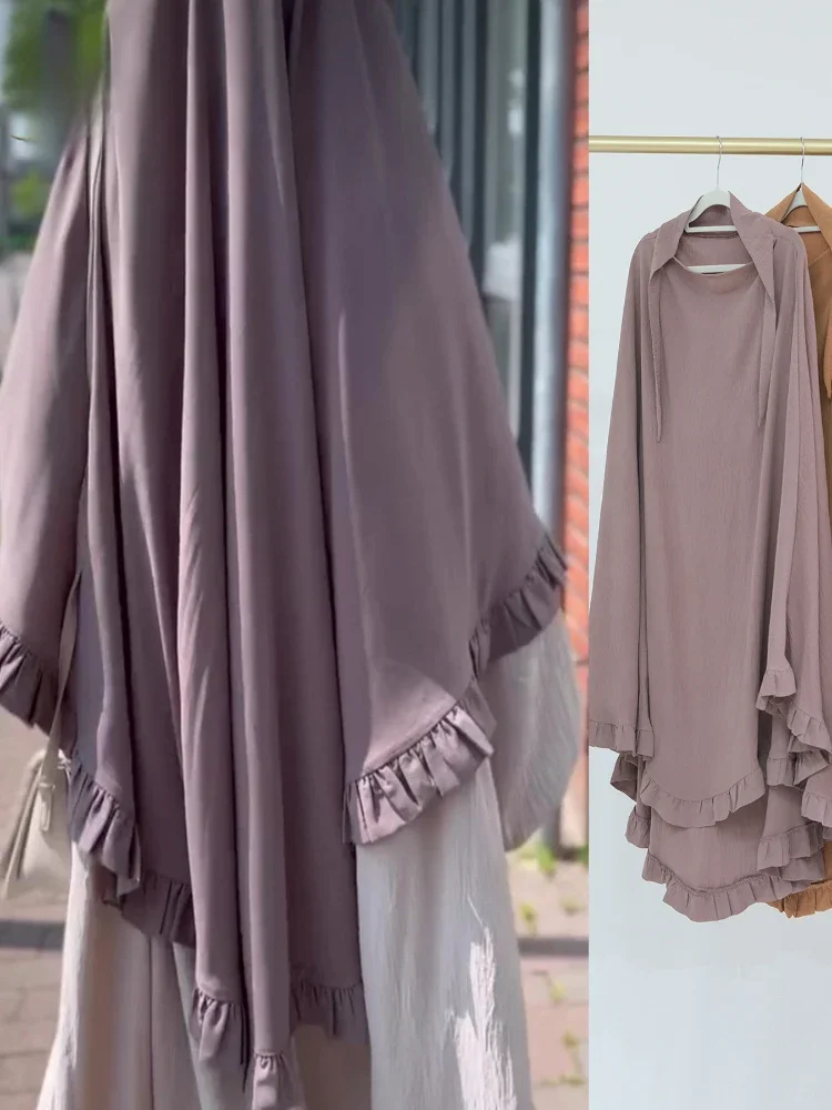 

ramadan Long Khimar hijab Eid Muslim Long Headcarf Women One Piece Khimars Jubha Islamic Clothing Hijabs Musulman Prayer Garment