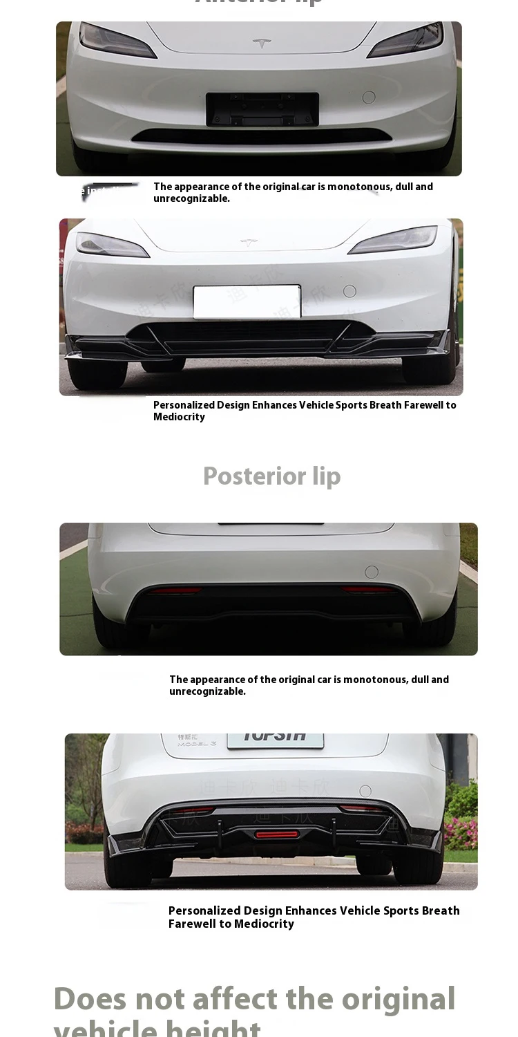 For Tesla 2024 Model3 highland Body Kit Carbon fiber pattern Rear Diffuser Spoiler Front Bumper Lip Side Skirt Car Accessories