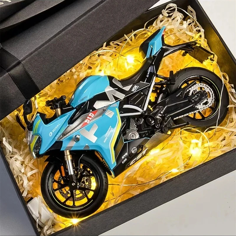 23x8x14cm New 1:12 Simulation Alloy Sound And Light Motorcycle Model Children's Toy Decoration Decoration Holiday Gift 1 14 simulation men s motorcycle racing alloy car model sound and light pull back children s toy car boy decoration gift