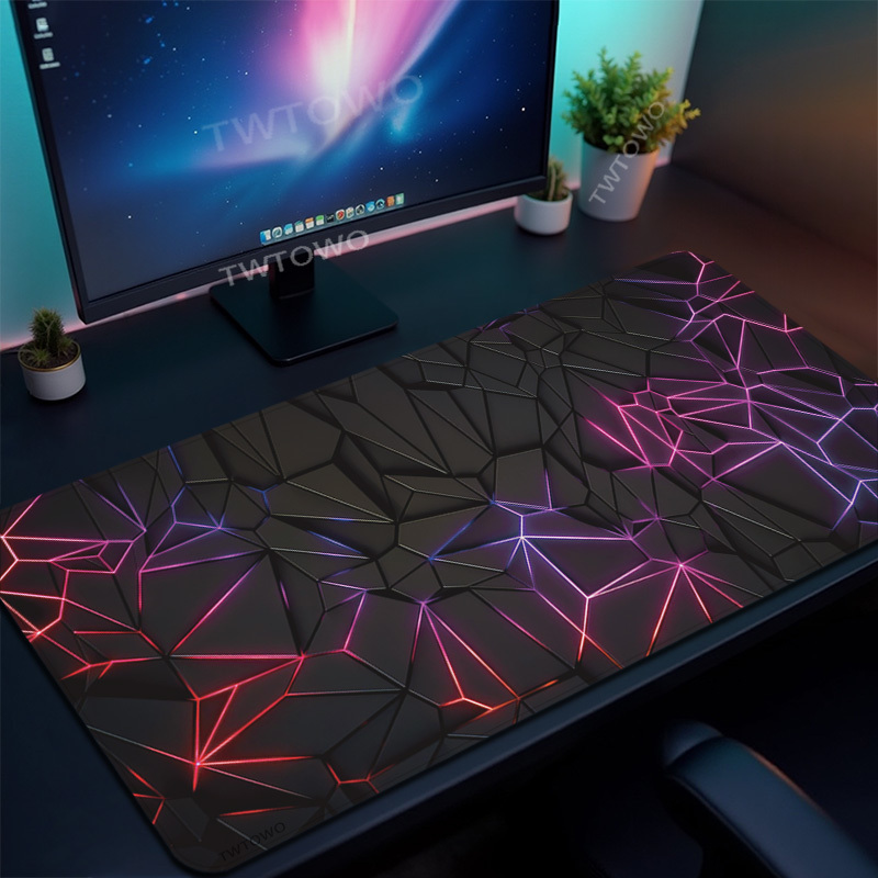 Mouse Pad Gaming Black Glowing Geometry printon demand Mousepad XXL Non-Slip Office Soft Office Accessories Desktop Mouse Pad