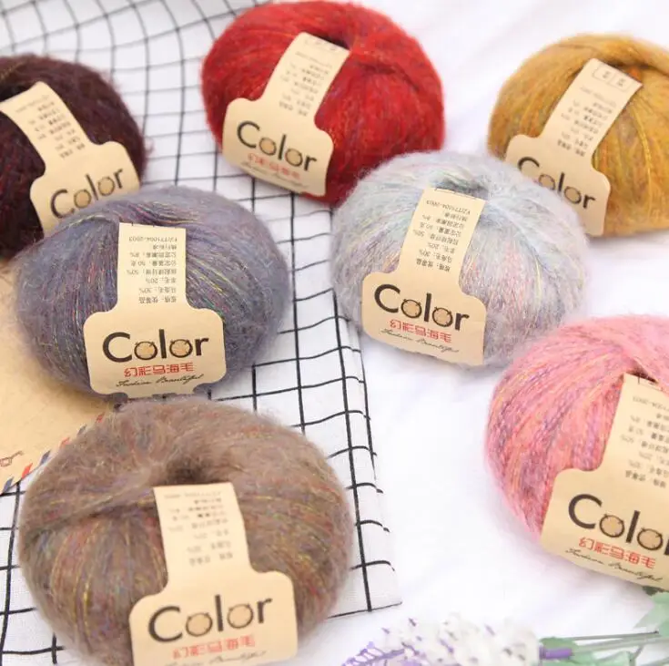 1Pc=50g Colorful Mohair Wool Yarn Knitting Soft Yarn Fingering Crochet Yarn Knitting Threads Angola mink wool yarn 2