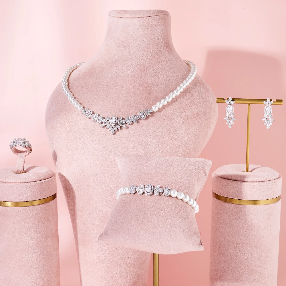 IN JEWELIFE مجموعات مجوهرات اللؤلؤ للنساء مكعب الز...