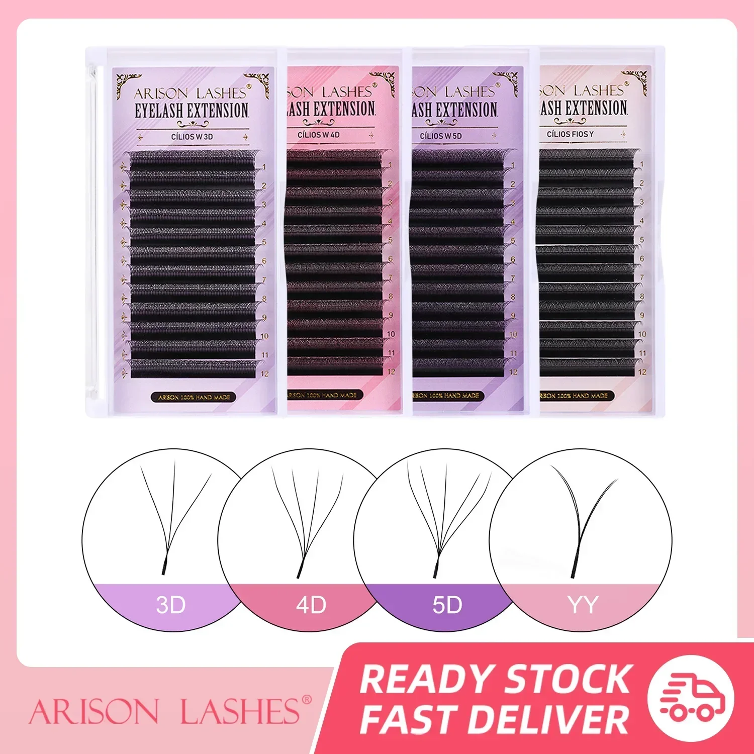 Фото Ресницы Arison W Shape 3/4/5/6D, готовые ресницы для увеличения объема, YY Style Lashes, искусственная норка, мягкие, легкие в использовании натуральные ресницы №1