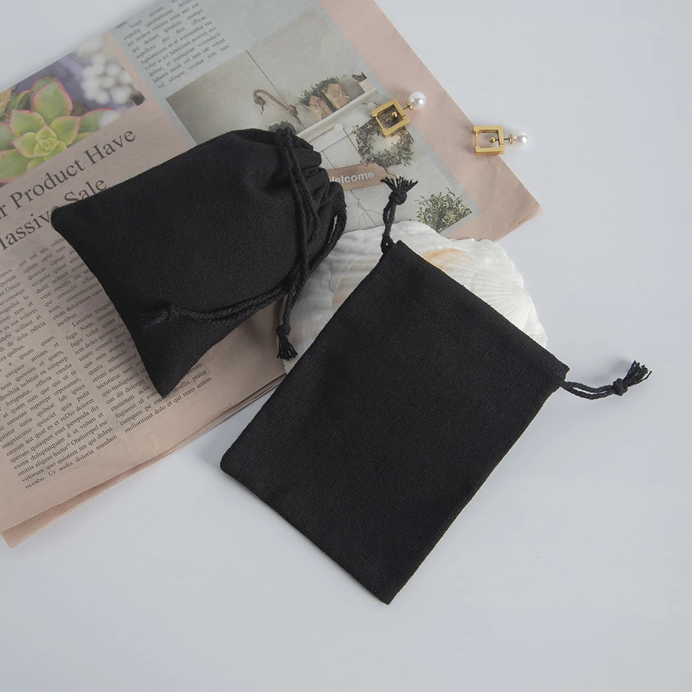 100/50 Pack Black Cotton Jewelry Gift Bags Sachet Bag Multipurpose Drawstring Organizer Packaing Pouch for Earring Ring Bracelet