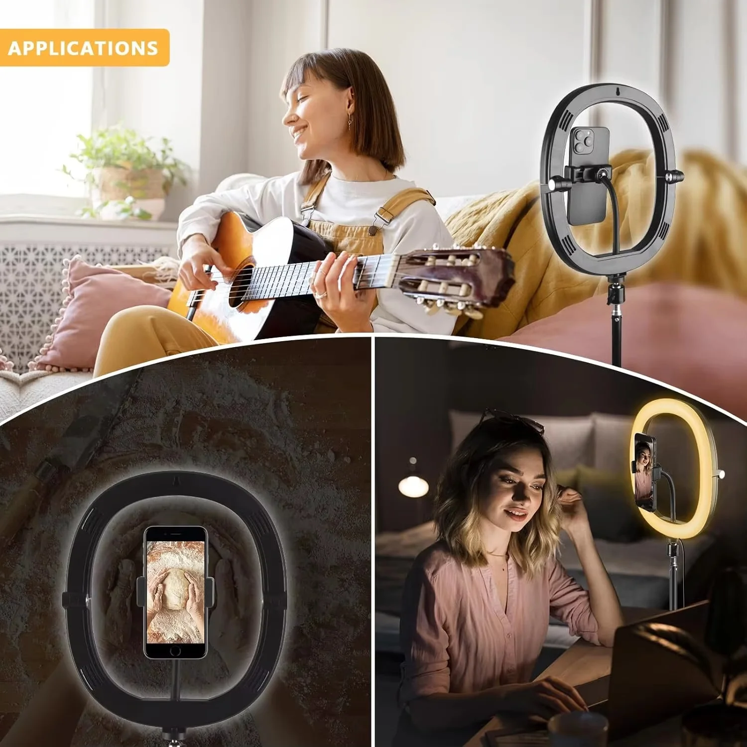 12-inch Foldable LED Ring Light With 110cm Tripod Stand , Adjustable 3 Light Modes CRI95+ for Photography,  Live Stream, Makeup