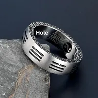 Titanium Steel Nine-Syllable Truth Ring Chinese Style Tai Chi Simple Men's Ring Ba Gua Ring Cross-Border Vintage Jewelry