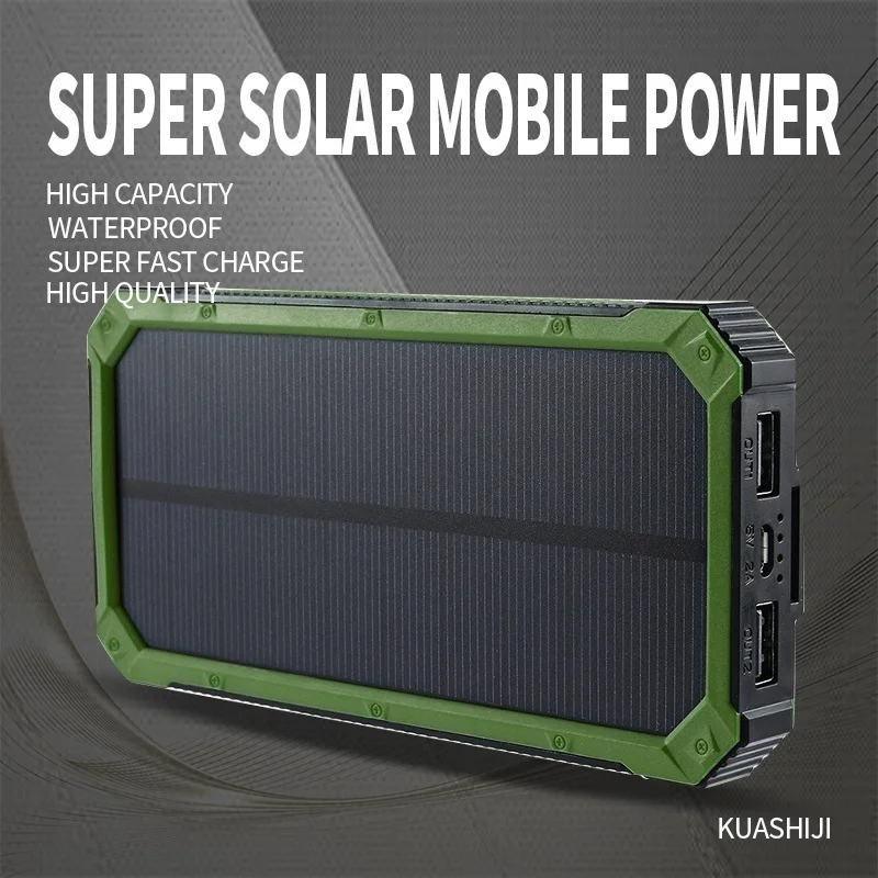 For All Phone Iphone Huawei Xiaomi Huge Capacity Solar Power Bank 80000mAh Dual-USB Waterproof Solar Power Bank Battery Charger power bank 10000