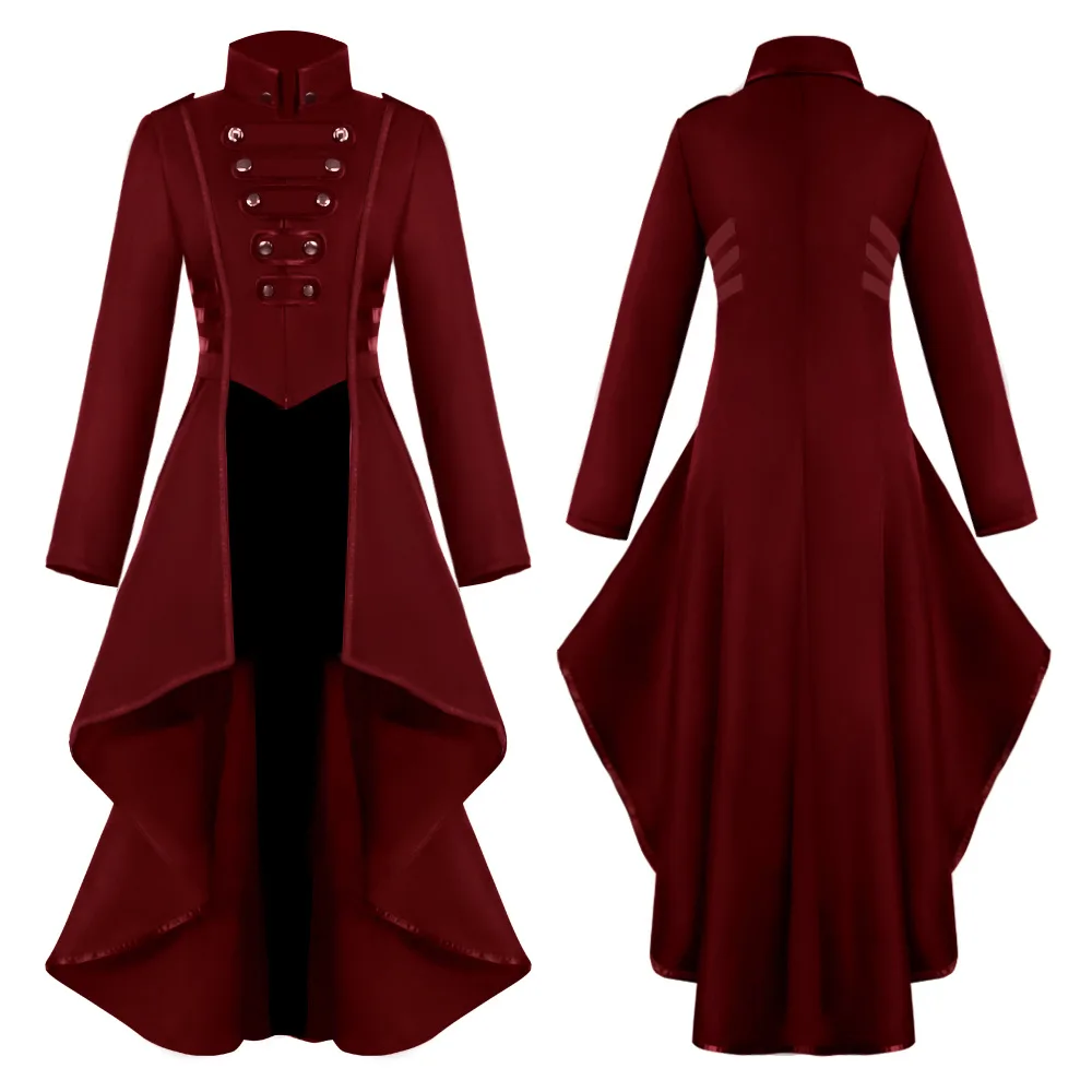 

Medieval Tuxedo Women's Lapel Irregular Hem Retro Long Coat