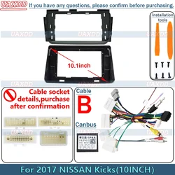 10 - Inch Android Stereo Frame Panel with Dashboard Cable Harness and Navigation Adapter (For NISSAN2017 Kicks)