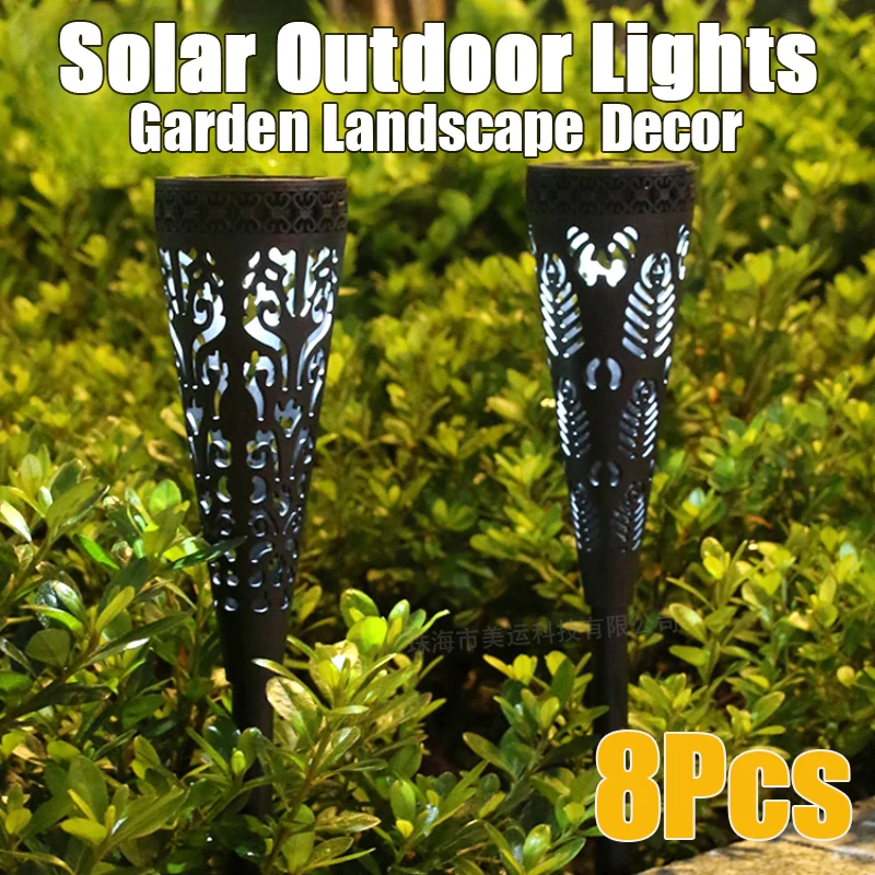 8Pcs Outdoor Solar LED Hollow Lawn Courtyard Lights Garden Christmas Decoration Waterproof Landscape Floor Insertion Night Lamps 8pcs christmas decoration solar lawn lights villa layout garden waterproof outdoors shadow landscape small night courtyard lamps