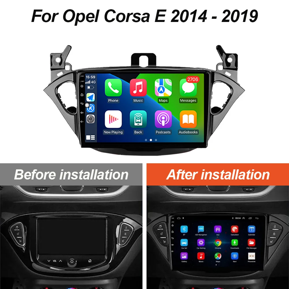 Android 13 GPS Navi Display Screen for Opel Corsa E 2014 2019 Apple Carplay Car Multimedia Player Radio Audio Stereo no 2Din