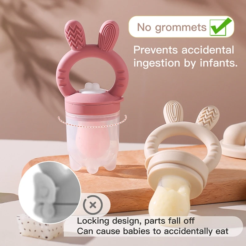 Bunny Animal Design Fruit Feeder Set Breast Milk Freezer Tray Food Soup Silicone Freezer Tray BPA Free Silicone Popsicle Mold 3