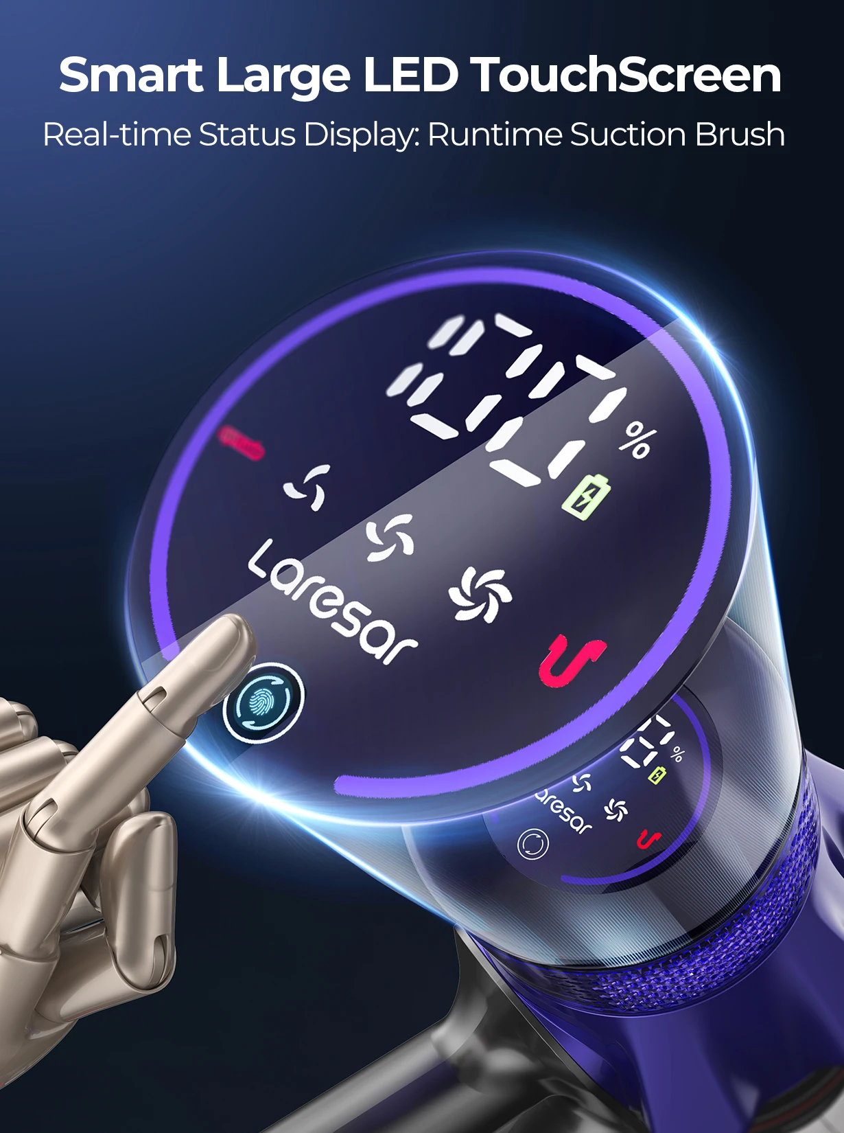 Laresar V7 500W 50000PA moc ssania bezprzewodowy odkurzacz ręczny inteligentne urządzenie domowe wymienny akumulator pojemnik na kurz 6 Laresar V7 500W 50000PA moc ssania bezprzewodowy odkurzacz ręczny inteligentne urządzenie domowe wymienny akumulator pojemnik na kurz 6